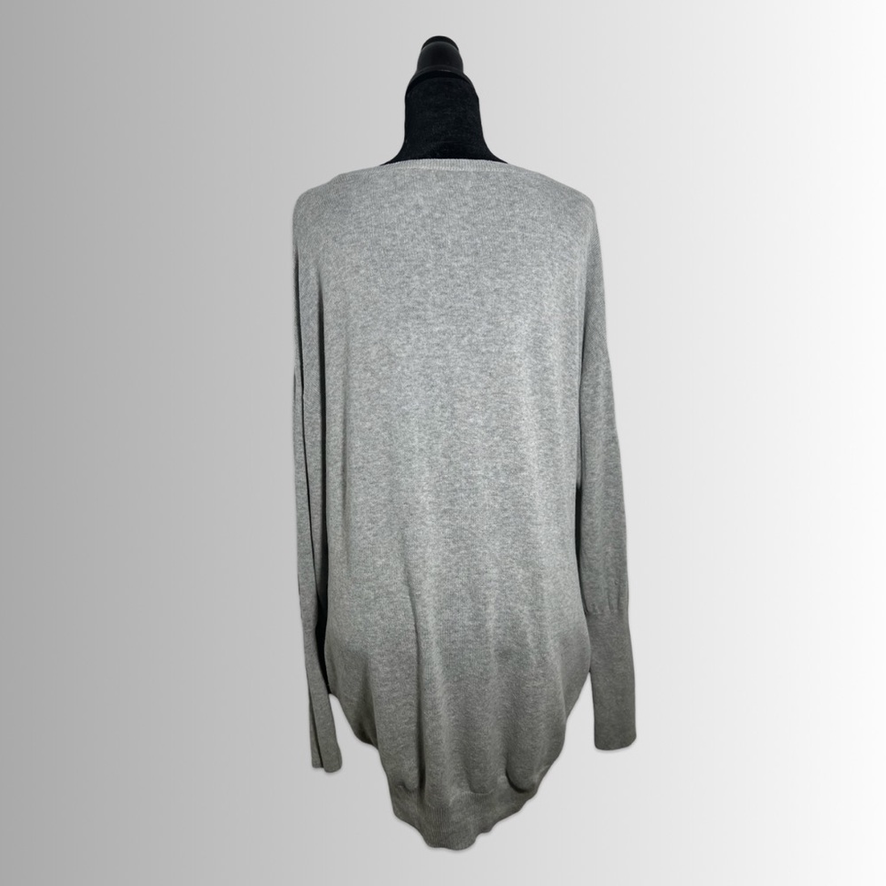 Moda International Cashmere/Cotton Light Gray V-Neck Long Sleeve Tunic Sweater S - Picture 5 of 8